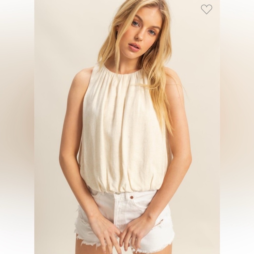 Elegant Cream Sleeveless Top